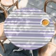 thumbnail image 2 of Light Purple Stripes Round Tablecloth, Fitted Table Cover with Elastic for 36"-44" Round Tables, Modern Minimalist Horizontal Lines Table Cloth Outdoor Indoor Dinning Party Waterproof Tablecloths, 2 of 7