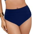 thumbnail image 3 of Xudanell Women High Rise Sexy Bikini Bottoms - Moderate Coverage Bathing Suit Bottoms High Waisted Swimsuit Brief (Blue,XXL), 3 of 9