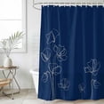 thumbnail image 6 of Navy Blue Flowers Shower Curtain Set - 48" x 72" Washable Bathtub Curtain with 12 Hooks, Rustic Abstract Floral Simple Art Waterproof Fabric Stall Shower Curtains for Bathroom/Bathtub Décor, 6 of 6