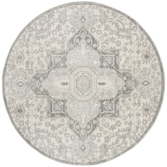 SAFAVIEH Brentwood Felix Floral Area Rug, 3' x 3' Round, Grey/Cream