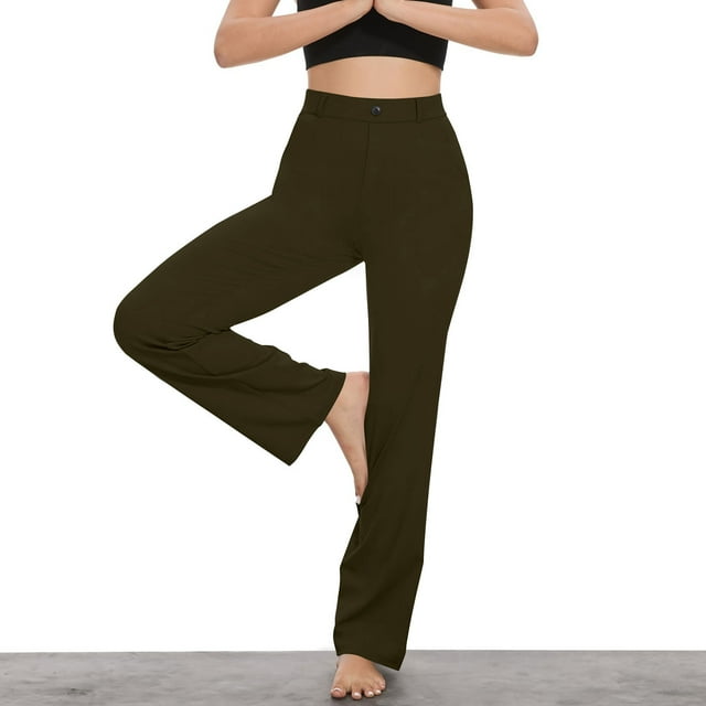 Soki Womens High Rise Straight Leg Trousers Casual Slacks Dress Pants with Pockets