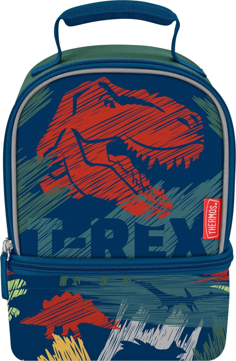 Thermos Dual Compartment Lunch Bag with Liner, Dino