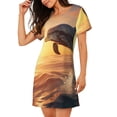 thumbnail image 2 of Fotbe Sunset Dancing Dolphin A Bata de Dormir para Mujer con Estampado, Camisón de Algodón de Manga Corta, Ropa de Dormir Casual, 2 of 6