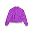 thumbnail image 4 of iiniim Kids Girls Metallic Shiny Bomber Jacket Coat Long Sleeve Zip Up Outerwear Jazz Modern Dance Top Size 6-16 Purple 10, 4 of 7