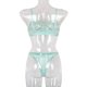 thumbnail image 3 of 2 piezas de encaje sexy conjunto de ropa interior sujetador ropa interior regalo para mujer, verde agua, S Inevent XX000054-17, 3 of 7
