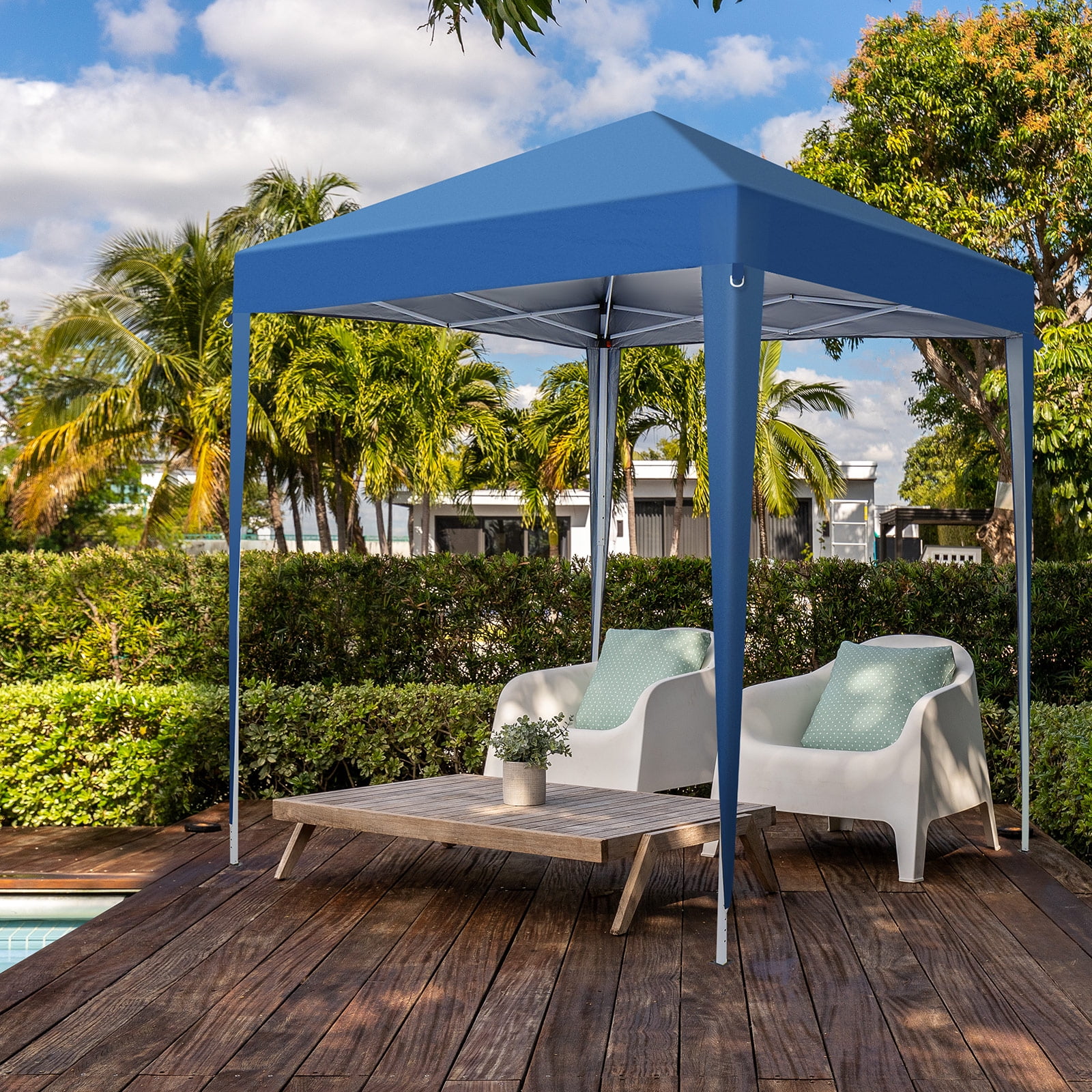 2x2m waterproof right-angle folding tent, outdoor pop-up awning with portable bag, suitable for camping, outdoor activities, stalls, commercial activities. Blue