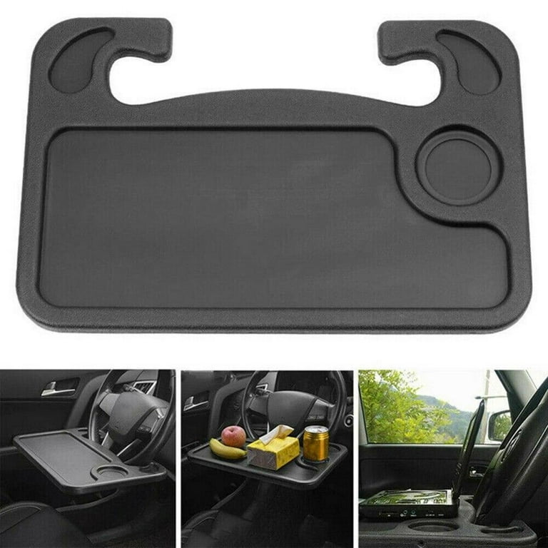 Kwak's Car Table Multifunctional Folding Desk for Car Steering Wheel Back  Seat Double Drawers Food Tray in Car Drink Holder Stable Foldable Tabletop