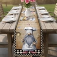 thumbnail image 4 of Vintage Gnomes Table Runner - 36 Inch Long Black White Checkered Retro Art Cotton and Linen Blended Dress Scarves Farmhouse Table Runner for Kitchen Dining, Coffee Table, 13" x 36", 4 of 8