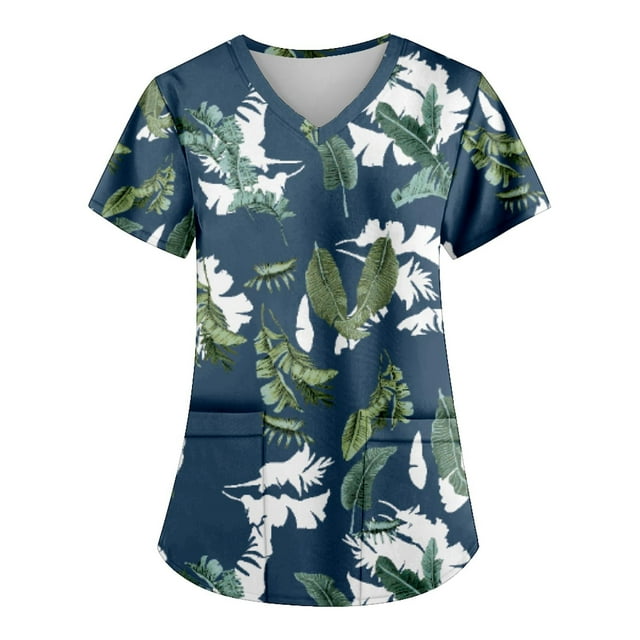 Birdeem Mode de la Saint-Patrick pour Femmes, Col en V, Décontracté, Manches Courtes, Imprimé, Poches, Hauts Blouse pour Dames