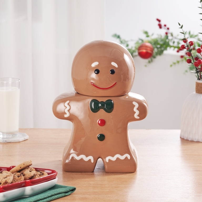 Holiday Time Gingerbread Man Cookie Jar, Multicolor Earthenware