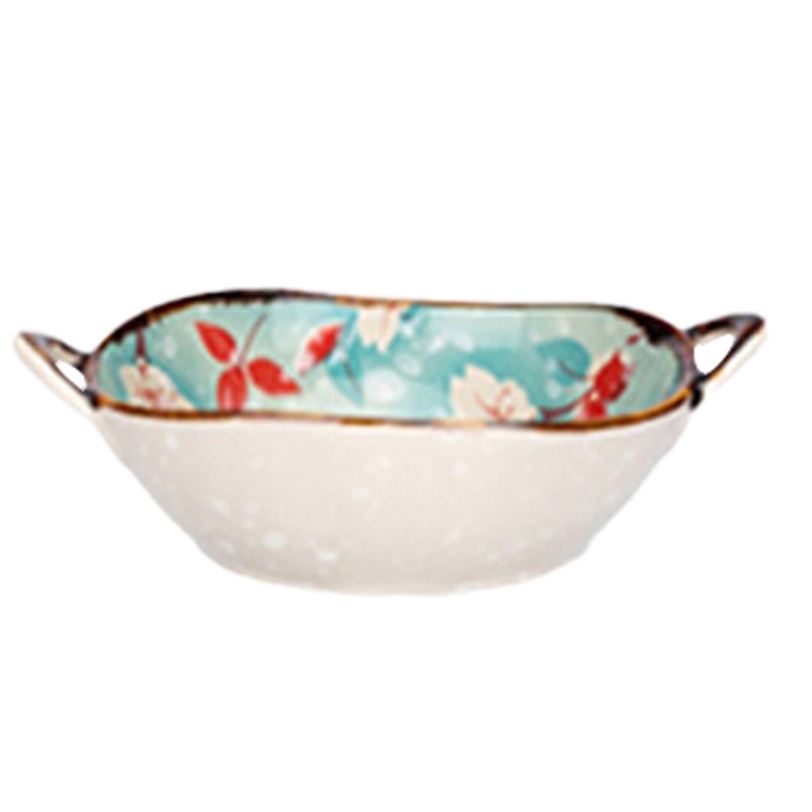 Pasta Bowl Dinnerware For Kitchen With Double Handles Rustic Porcelain Pasta Bowl Japanese For Cereal Pasta Ramen Salad And Soup Underglaze Print