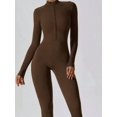 thumbnail image 4 of Fashion Zipper Long Sleeve Fitness Overalls Women Sportswear Quick-dry Gym Yoga Jumpsuit Black Sport Set Women One Piece Outfit, 4 of 6