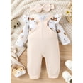 thumbnail image 4 of Gureui Baby Girls Outfit, Long Sleeve Crew Neck Elephant Print T-shirt with Embroidery Overalls and Headband Clothing Set, 4 of 9