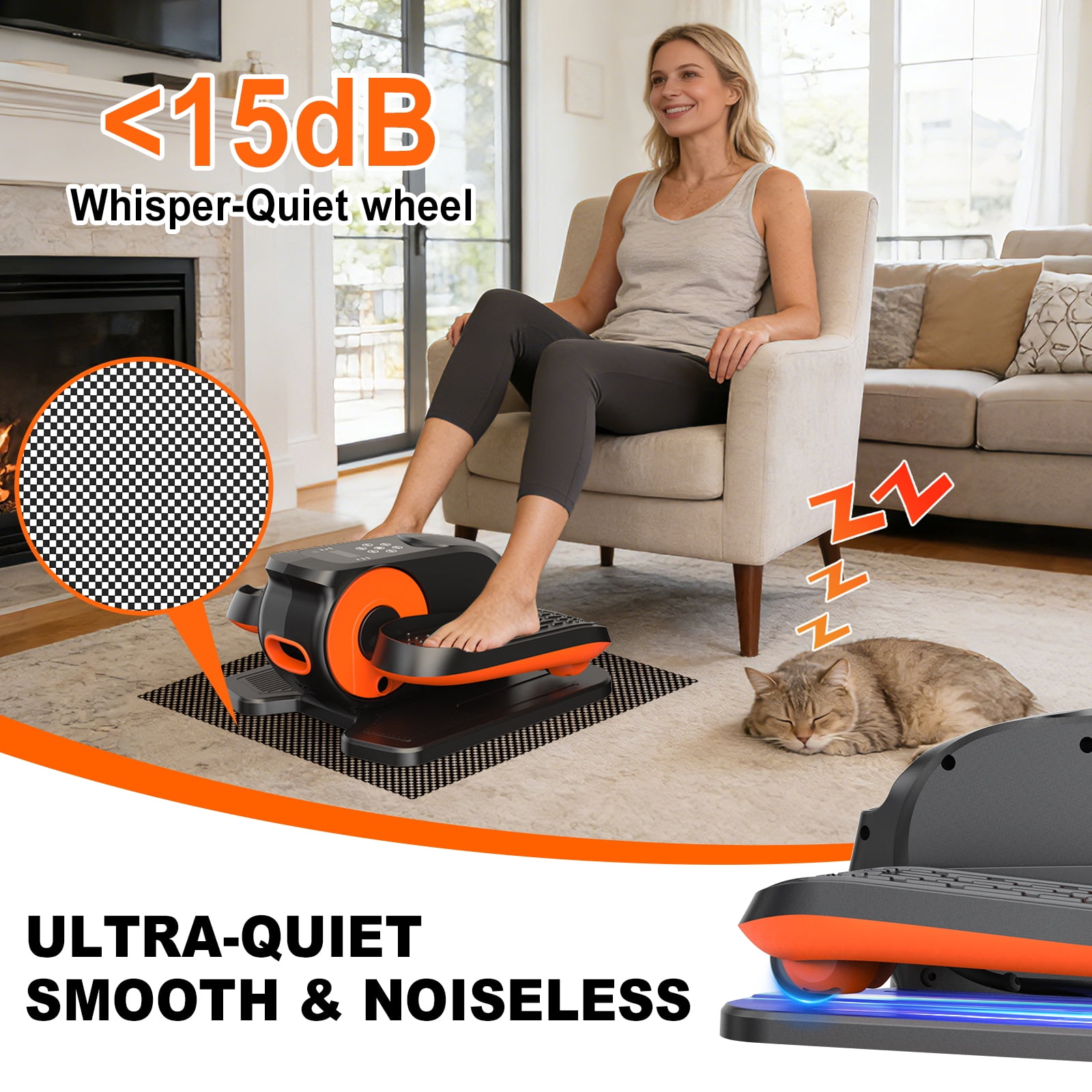 Funslim Under Desk Elliptical Exercise Machine,Leg Exerciser While Sitting, Quiet Portable Electric Seated Pedal Exerciser,Fully Assembled with Remote Control & 12 Adjustable Speeds
