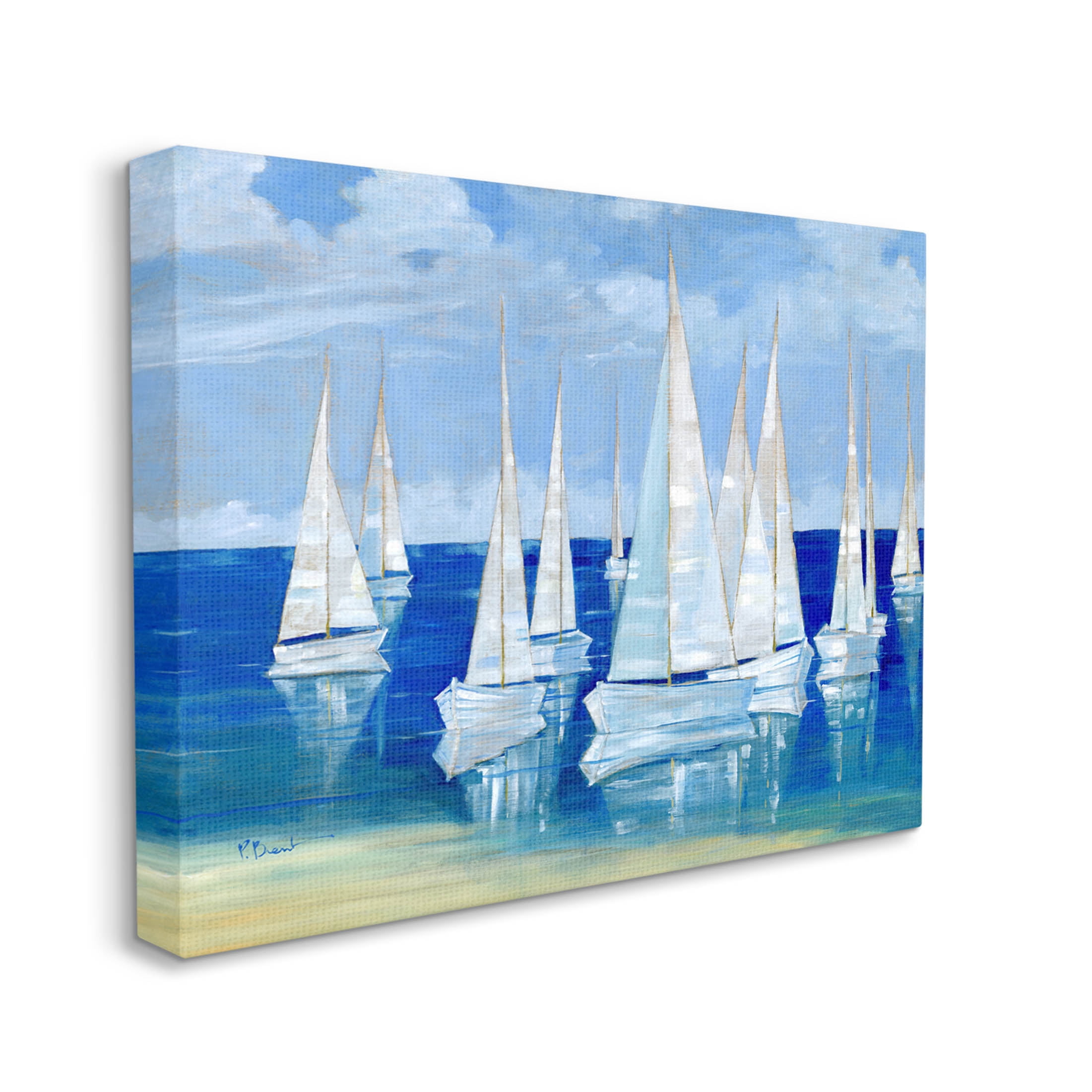 Stupell Industries Blanco Beach Sailboats Reflecting Coast Painting Gallery Wrapped Canvas Print Wall Art, Design by Paul Brent