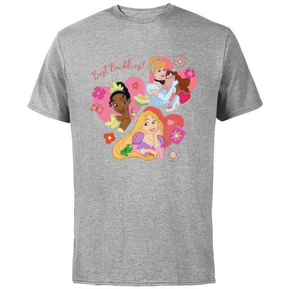 Disney Princess Best Buddies Valentine’s Day Friends - Short Sleeve Cotton T-Shirt for Adults - Customized-Athletic Heather