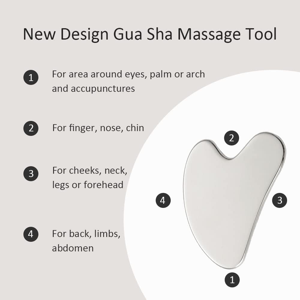 Face Massager, Metal Face Roller Gua Sha Massage Tool for Face Neck Eye Body Skin Care, Facial Roller for Women