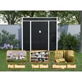 thumbnail image 4 of GangMei Metal Outdoor Storage Shed 6.5FT x 3FT, Steel Utility Tool Shed Storage House with Lockable Door, Metal Sheds Outdoor Storage for Backyard, Garden, Patio (Black)(Lean-to), 4 of 9