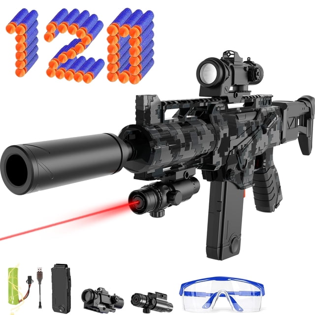 Blaster de espuma automático iNeef tipo francotirador con 120 dardos
