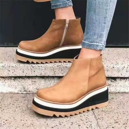 

Tejiojio Fall Clearance Fashion Slope Heel Large Size Boots For Women Boots Thick Soled Thick Ladies Short Boots Shoes