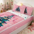 thumbnail image 2 of Manfei Christmas Tree Zipper Twin Comforter Sets with Fitted Sheet and 2 Pillowcases Green Zipper Bedding Set, Green White, Xmas Reversible, 2 of 7