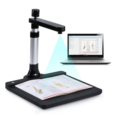 Adjustable HD High Speed USB Book Image Document Camera Scanner Dual Lens (10 Mega-pixel & 2 Mega-pixel) Max. A3 Scanning Size with OCR Function LED Light for Classroom Office Library