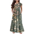 thumbnail image 2 of LOVZFMLL Robe d'Été à Manches Courtes pour Filles, Col Rond Imprimé, 2 of 2