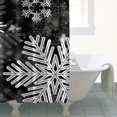 thumbnail image 4 of Christmas Snowflake Winter Black Shower Curtain,Washable Bath Curtain with Hooks Friendly Polyester Fabric Curtains for Halloween Thansgiving Christmas Hotel Dorm, 4 of 5
