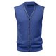 thumbnail image 3 of Chaleco de lana con cuello en V y hebilla para hombre - Color liso, sin cuello, ideal para citas o trabajo - Para todas las estaciones (M-XXXL), 3 of 7