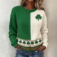 thumbnail image 2 of Women's St. Patrick's Day Sweatshirts 2026 Shamrock Printed Crewneck Knit Sweaters Long Sleeve Pullover Casual Y2K Spring Tops, 2 of 4