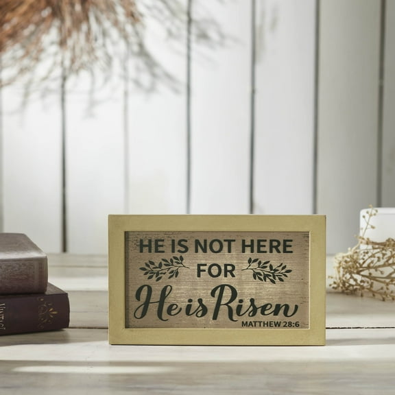VHC Brands Celebrate Grace Matthew 28:6 He is Risen MDF Wall Sign 6x10, Spring Decor, Home Decorations for Wall or Door, Spring and Easter Hanging Decoration