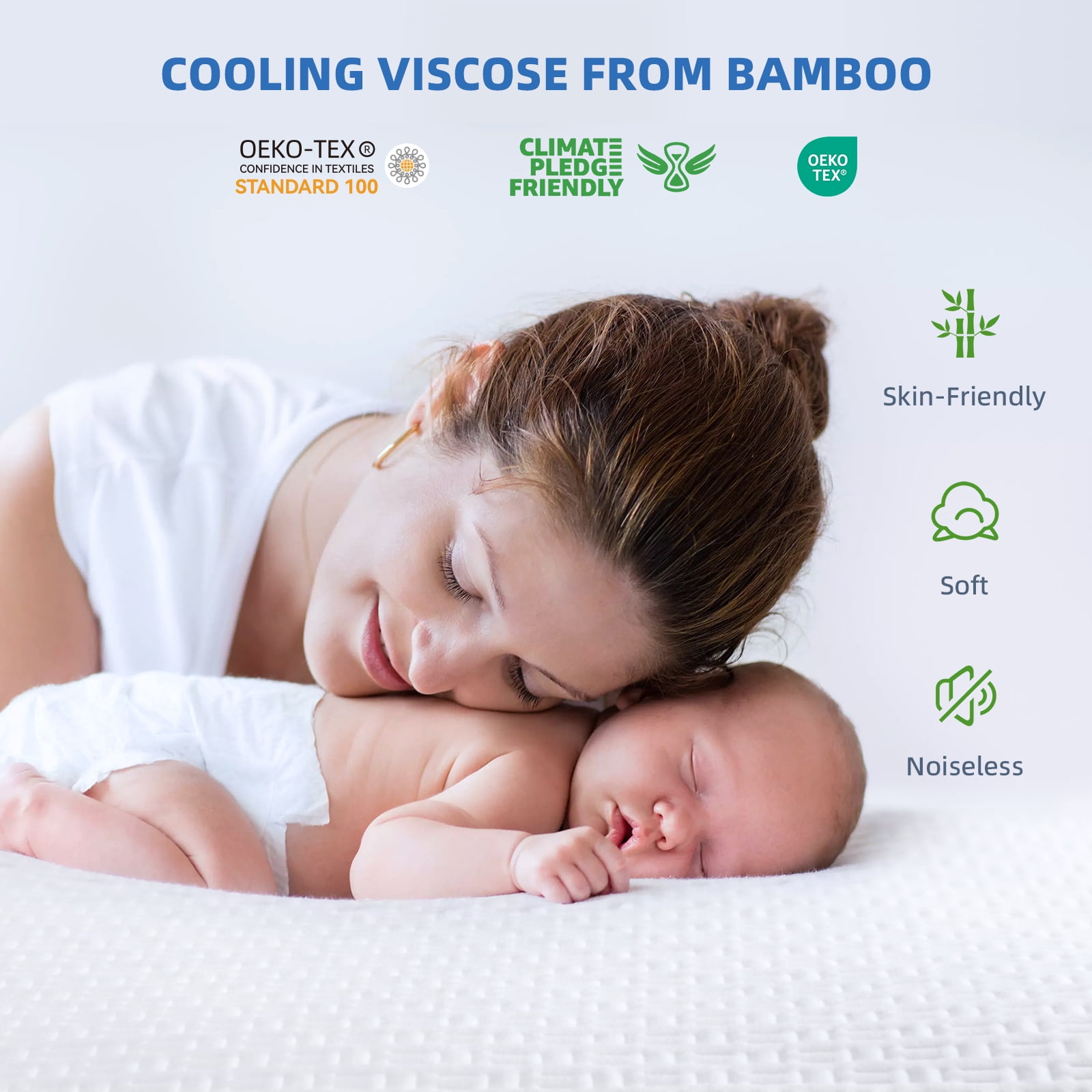 RestGuard 100% Waterproof Mattress Protector, Breathable Cooling Bamboo 3D Air Fabric Mattress Cover, Soft Noiseless Bed Cover, Machine Washable, 8-21'' Deep Pocket (California King)