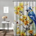 thumbnail image 2 of COMIO Durable and Washable Colorful Bird on Peach Blossom Branch Shower Curtain - Multiple Sizes White, 2 of 6