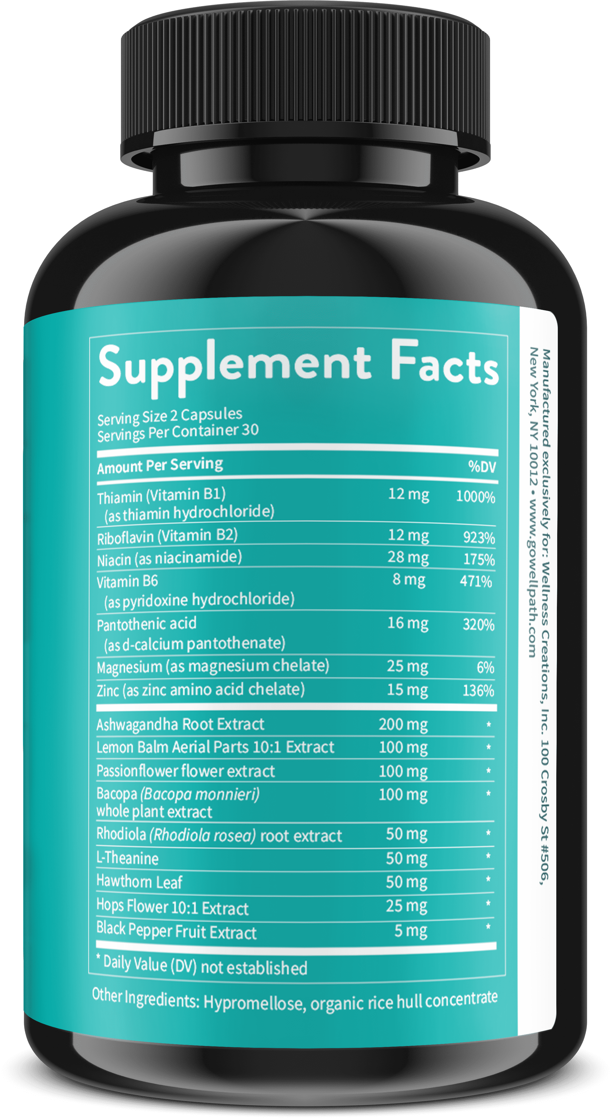 WellPath Zen Anxiety and Stress Relief Supplement with Ashwagandha, L-Theanine, Rhodiola Rosea, Hawthorne - 60 Veg. Capsules