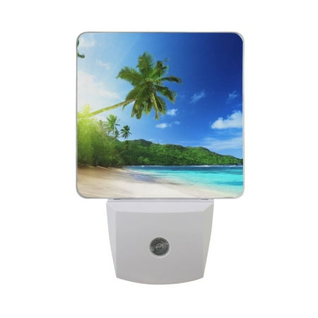 

Tropical Summer Beach Plam Tree Night Light LED Dusk to Dawn Night Lamp Auto Sensor Plug-in Nightlight for Bedroom Hallway Kitchen Set of 2