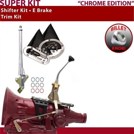 American Shifter 4L60 Shifter Kit Chrome 8 in. E Brake Trim Kit for ED694