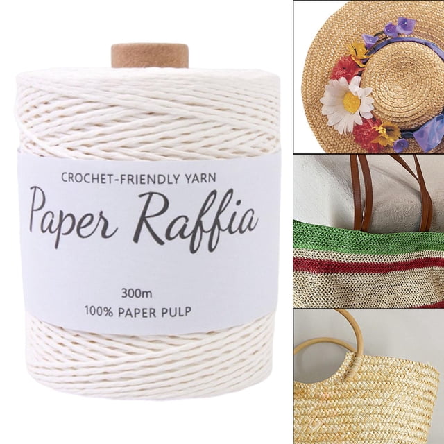 Crochet Rafia Paper Hilo redondo Cadena 328 yardas para bolsas de crochet Cañas de regalos de bricolaje Canasta de anidación de regalos