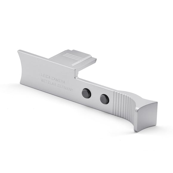 Soporte para pulgar de aluminio Leica Q3 con tapa de lente plateada