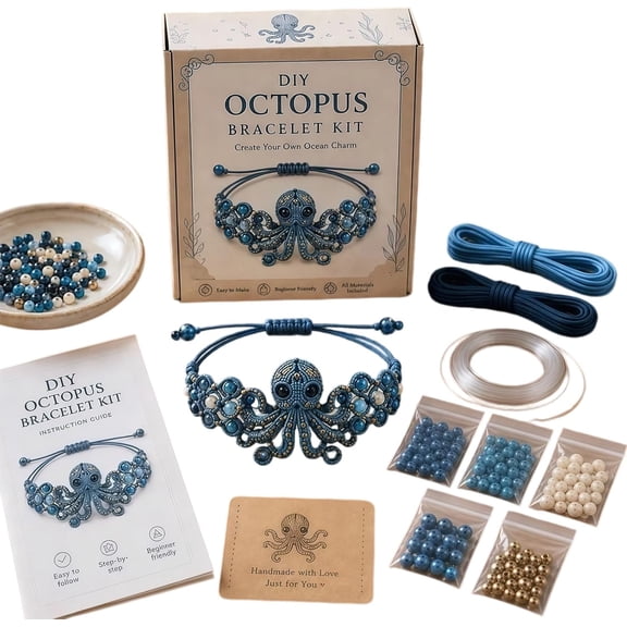 DIY Beaded Bracelet Making Kit, Cute 3D Beaded Animal Bracelet Craft Kit, DIY Creative Manual Jewelry Art Craft, Gifts for Adults, Beginners, Animals & DIY Craft Lovers (Octopus)