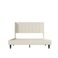 thumbnail image 6 of Full Size Platform Bed with Wingback Headboard, Upholstered Platform Bed Frame with Wood Slats Support, Modern and Elegant Full Bed for Bedroom and Hotel, Easy Assembly, Beige, 6 of 7
