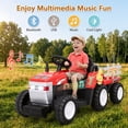 thumbnail image 4 of Farmdex 24V Ride on Tractor with Detachable Trailer, Ride on Toys for Kids w/ Remote Control, Electric Cars for Kids, LED Lights, Bluetooth, Music, MP3, Red, 4 of 8