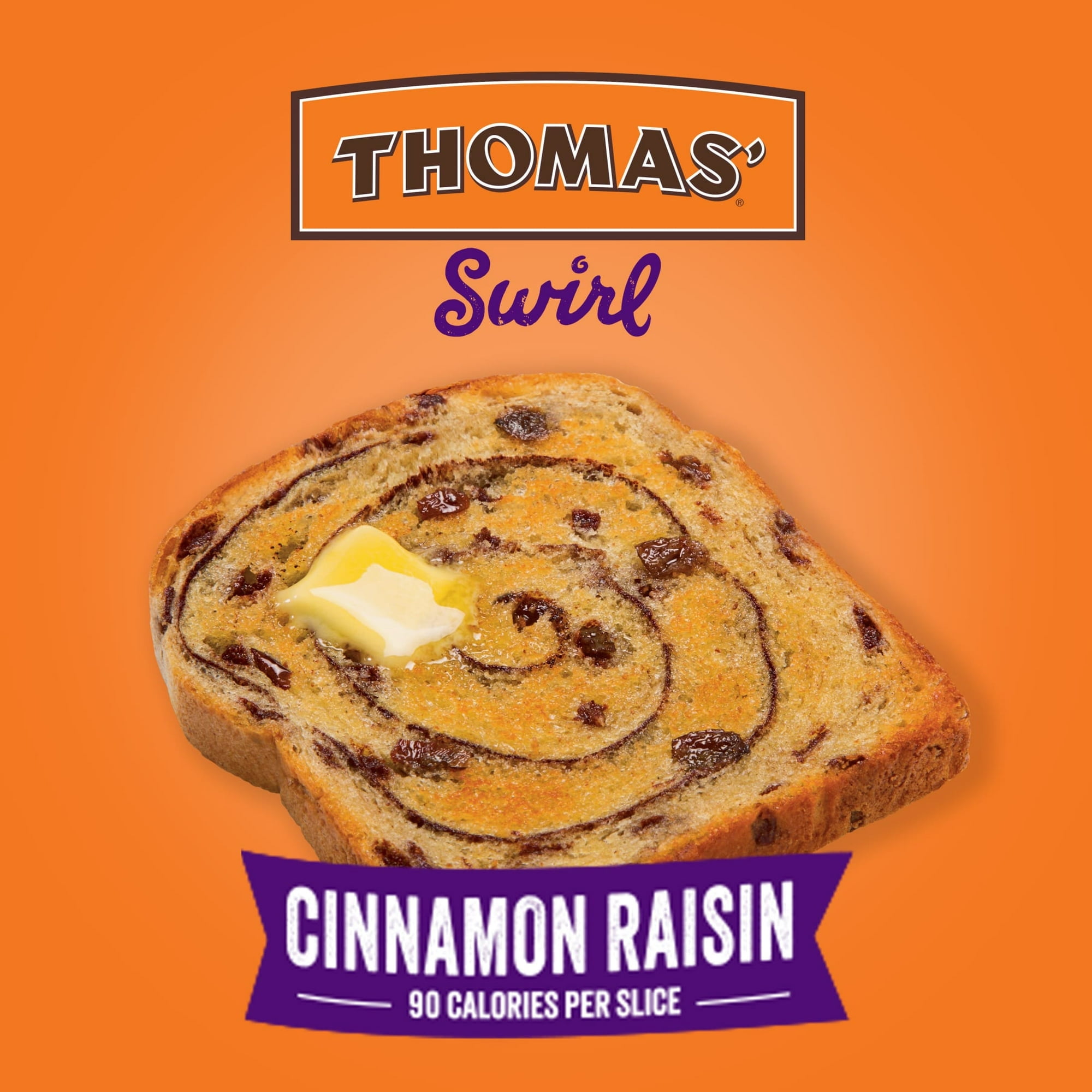 Thomas' Cinnamon Raisin Swirl Bread, 16 oz, Cinnamon Bread, Bag ( PACK OF 3 )