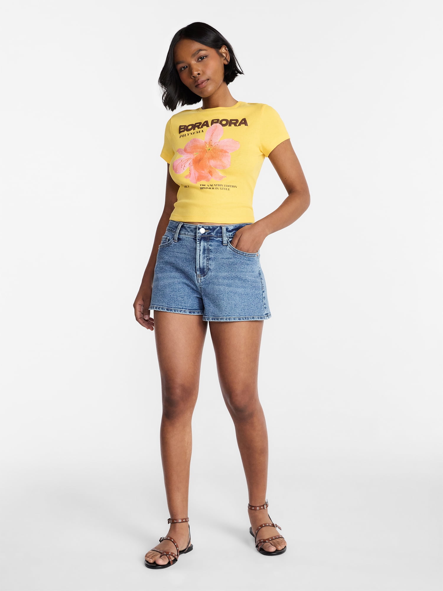No Boundaries Denim Mom Shorts, 2.25" Inseam, Women's 00-20