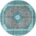 thumbnail image 1 of Ahgly Company Indoor Round Medallion Light Blue Traditional Area Rugs, 8' Round, 1 of 4