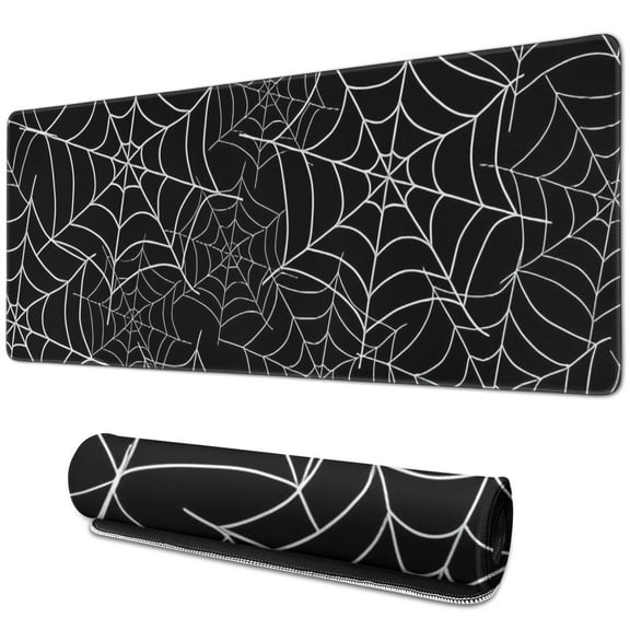 Long Mouse Pads for Desk,Halloween Spider Webs Desk Mats on Top Of Desks, Desk Mouse Pad Extra Large with 3mm Non-Slip Base and Stitched Edge for Gaming,Office,Work,Home 31.5x11.8in