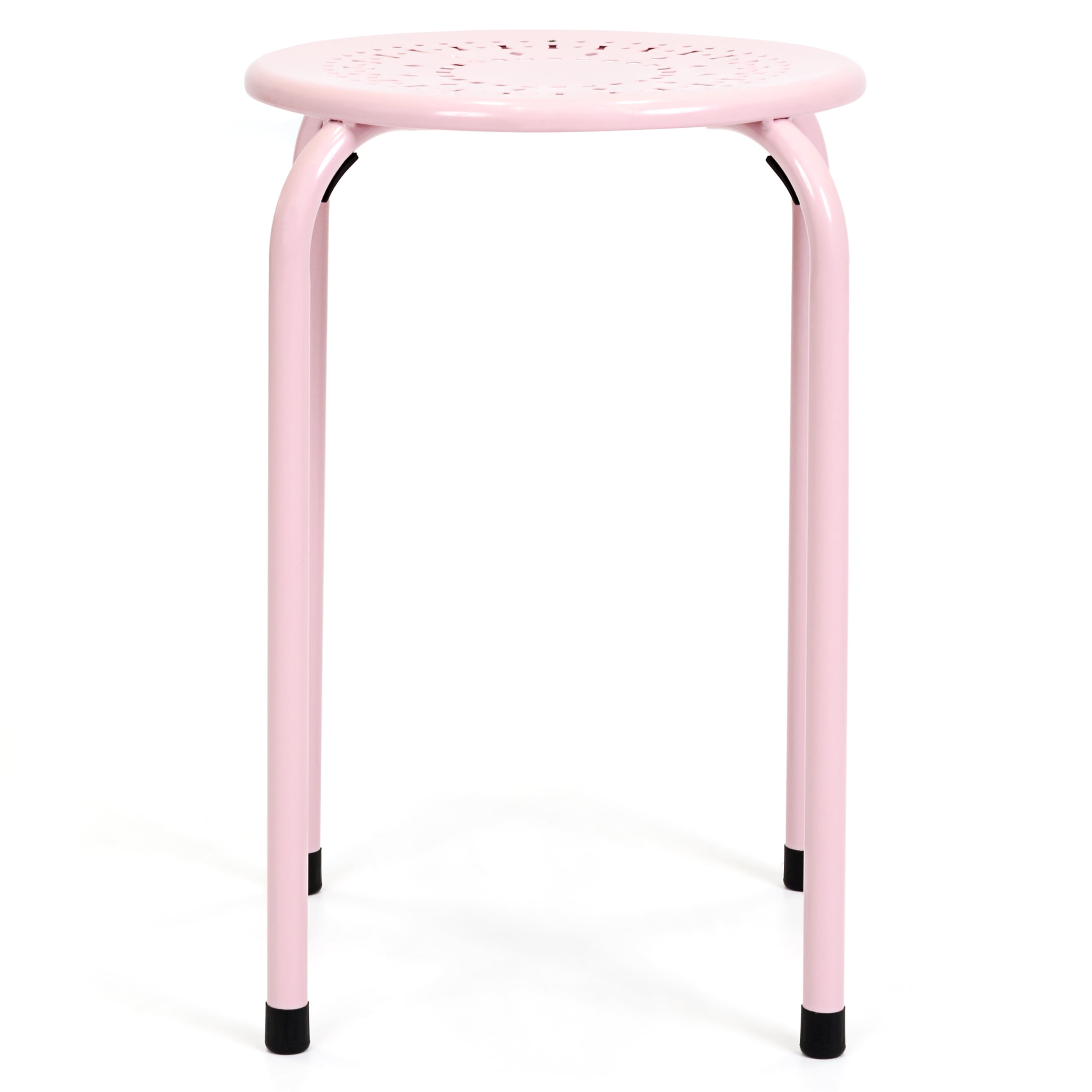 GOJANE 30.31 in. Pink Backless Metal Counter Height Bar Stools