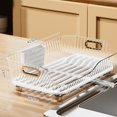 thumbnail image 2 of Dish Drying Rack, Multifunctional Large Dish Rack with Drainboard Set Wine Glass Holder Utensil Cutting Board Holder Drying Mat Set for Kitchen Counter[White], 2 of 9