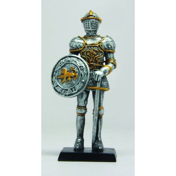 4 Inch Medieval Knight with Sword and Shield Resin Statue Figurine