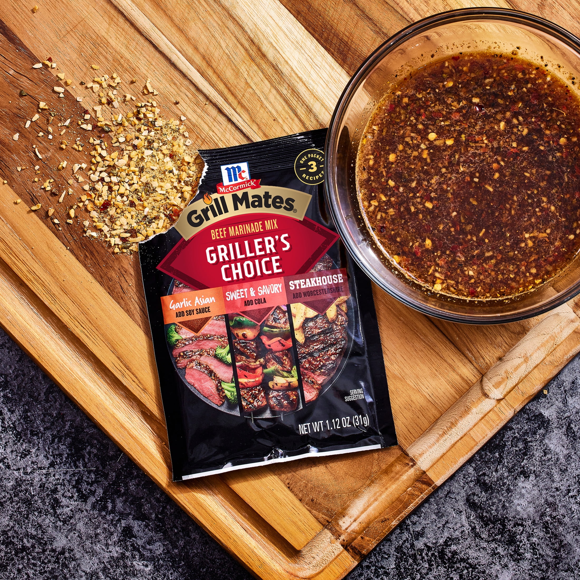 (2 pack) McCormick GRILL MATES Gluten Free Griller's Choice Beef Marinade Mix, 1.12 oz Packet