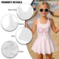 thumbnail image 6 of FUIALDOLG Little Girls Bow Swimwear Pink Girl's One Piece Swimsuit with Skirt Sleeveless A-line Swim Dress Comfort Toddler Wide Strap SwimsuitsTeens Beach Outfits for Pool Party 5-6Y, 6 of 7